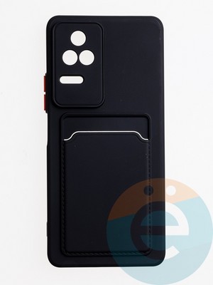 Накладка силиконовая Winter с кардхолдером для Poco F4 черная - фото 62869