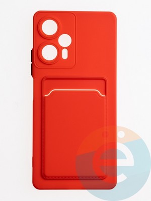 Накладка силиконовая Winter с кардхолдером для Poco F5 красная - фото 62883