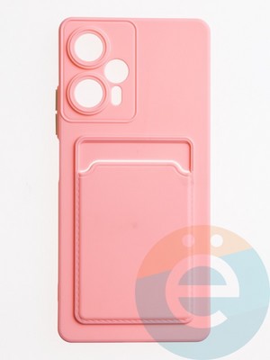 Накладка силиконовая Winter с кардхолдером для Poco F5 розовая - фото 62885