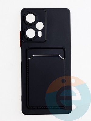 Накладка силиконовая Winter с кардхолдером для Poco F5 черная - фото 62888