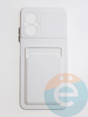 Накладка силиконовая Winter с кардхолдером для Poco M5 белая - фото 62912