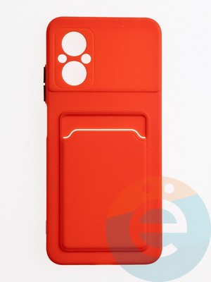 Накладка силиконовая Winter с кардхолдером для Poco M5 красная - фото 62915
