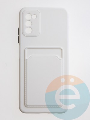 Накладка силиконовая Winter с кардхолдером для Samsung Galaxy A02S белая - фото 62937