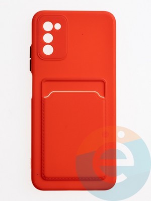 Накладка силиконовая Winter с кардхолдером для Samsung Galaxy A02S красная - фото 62939