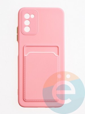 Накладка силиконовая Winter с кардхолдером для Samsung Galaxy A02S розовая - фото 62941