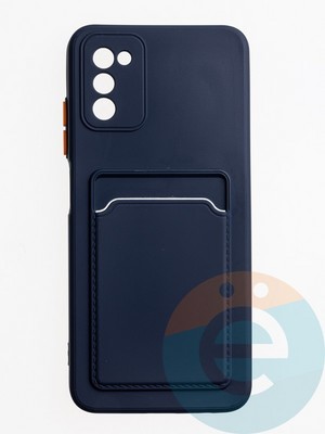 Накладка силиконовая Winter с кардхолдером для Samsung Galaxy A02S синяя - фото 62942