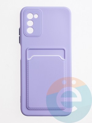 Накладка силиконовая Winter с кардхолдером для Samsung Galaxy A02S сиреневая - фото 62944
