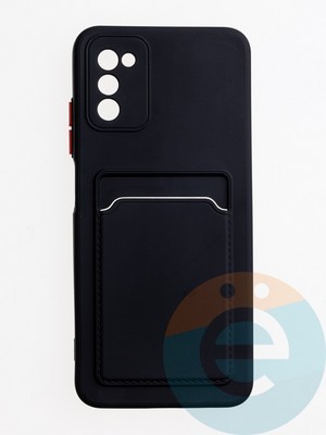 Накладка силиконовая Winter с кардхолдером для Samsung Galaxy A02S черная - фото 62947