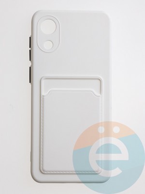 Накладка силиконовая Winter с кардхолдером для Samsung Galaxy A03 Core белая - фото 62949