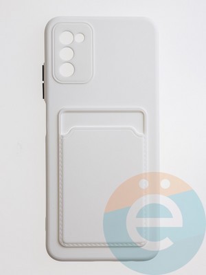 Накладка силиконовая Winter с кардхолдером для Samsung Galaxy A03S белая - фото 62960