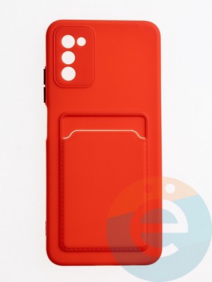 Накладка силиконовая Winter с кардхолдером для Samsung Galaxy A03S красная - фото 62964