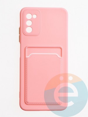 Накладка силиконовая Winter с кардхолдером для Samsung Galaxy A03S розовая - фото 62965
