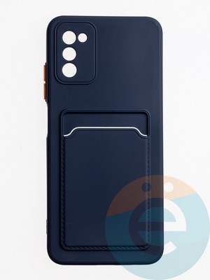 Накладка силиконовая Winter с кардхолдером для Samsung Galaxy A03S синяя - фото 62967