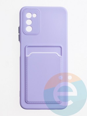 Накладка силиконовая Winter с кардхолдером для Samsung Galaxy A03S сиреневая - фото 62968