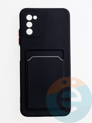 Накладка силиконовая Winter с кардхолдером для Samsung Galaxy A03S черная - фото 62969