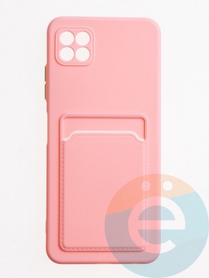 Накладка силиконовая Winter с кардхолдером для Samsung Galaxy A22S/A22 5G розовая - фото 63002