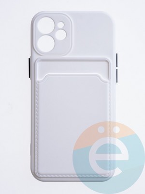 Накладка силиконовая Winter с кардхолдером для Apple iPhone 12 Mini белая - фото 63044