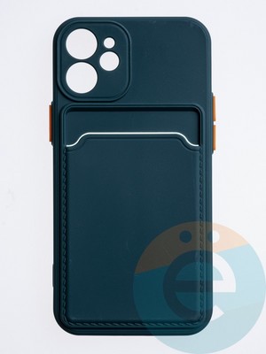 Накладка силиконовая Winter с кардхолдером для Apple iPhone 12 Mini зеленая - фото 63045