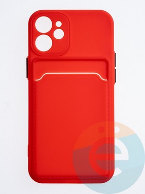 Накладка силиконовая Winter с кардхолдером для Apple iPhone 12 Mini красная - фото 63047