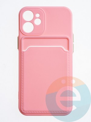 Накладка силиконовая Winter с кардхолдером для Apple iPhone 12 Mini розовая - фото 63049
