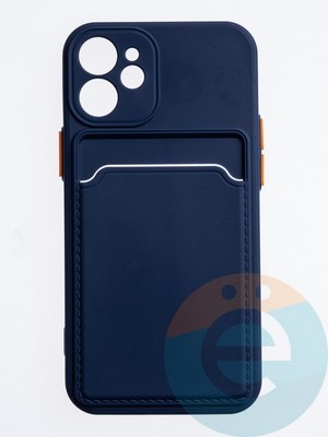 Накладка силиконовая Winter с кардхолдером для Apple iPhone 12 Mini синяя - фото 63050