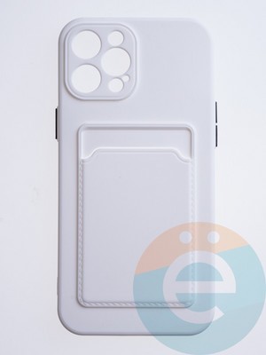 Накладка силиконовая Winter с кардхолдером для Apple iPhone 12 Pro Max белая - фото 63054