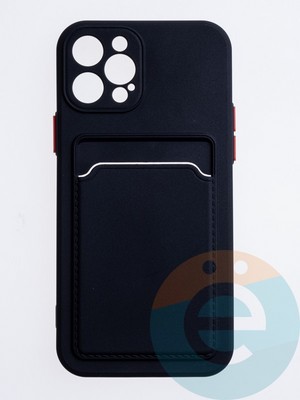 Накладка силиконовая Winter с кардхолдером для Apple iPhone 12 Pro черная - фото 63076