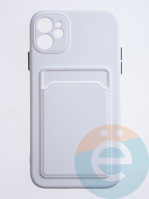 Накладка силиконовая Winter с кардхолдером для Apple iPhone 12 белая - фото 63077