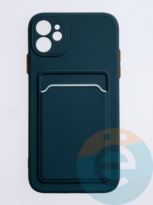 Накладка силиконовая Winter с кардхолдером для Apple iPhone 12 зеленая - фото 63079