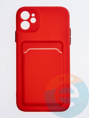 Накладка силиконовая Winter с кардхолдером для Apple iPhone 12 красная - фото 63080