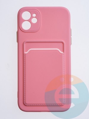 Накладка силиконовая Winter с кардхолдером для Apple iPhone 12 розовая - фото 63081