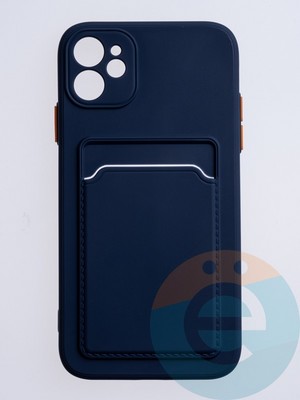 Накладка силиконовая Winter с кардхолдером для Apple iPhone 12 синяя - фото 63082