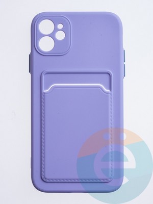Накладка силиконовая Winter с кардхолдером для Apple iPhone 12 сиреневая - фото 63083