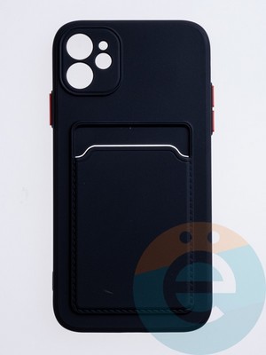 Накладка силиконовая Winter с кардхолдером для Apple iPhone 12 черная - фото 63085