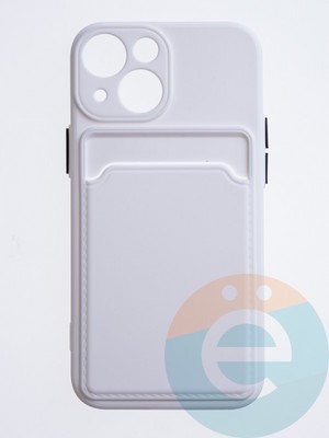 Накладка силиконовая Winter с кардхолдером для Apple iPhone 13 Mini белая - фото 63087