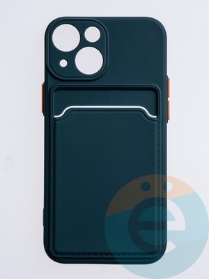 Накладка силиконовая Winter с кардхолдером для Apple iPhone 13 Mini зеленая - фото 63088
