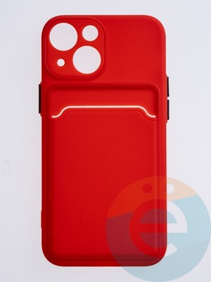 Накладка силиконовая Winter с кардхолдером для Apple iPhone 13 Mini красная - фото 63090