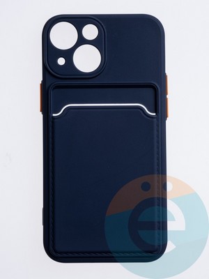 Накладка силиконовая Winter с кардхолдером для Apple iPhone 13 Mini синяя - фото 63093