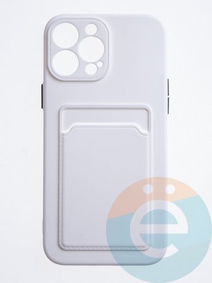 Накладка силиконовая Winter с кардхолдером для Apple iPhone 13 Pro Max белая - фото 63099