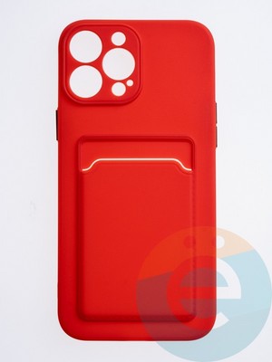 Накладка силиконовая Winter с кардхолдером для Apple iPhone 13 Pro Max красная - фото 63103