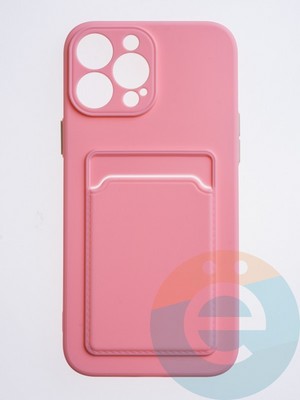 Накладка силиконовая Winter с кардхолдером для Apple iPhone 13 Pro Max розовая - фото 63105