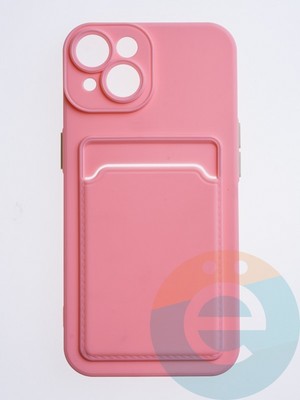 Накладка силиконовая Winter с кардхолдером для Apple iPhone 14 розовая - фото 63117
