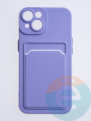 Накладка силиконовая Winter с кардхолдером для Apple iPhone 14 сиреневая - фото 63121
