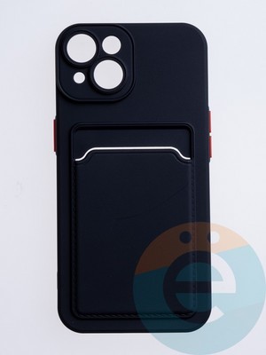 Накладка силиконовая Winter с кардхолдером для Apple iPhone 14 черная - фото 63124