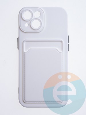 Накладка силиконовая Winter с кардхолдером для Apple iPhone 15 белая - фото 63126