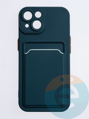 Накладка силиконовая Winter с кардхолдером для Apple iPhone 15 зеленая - фото 63127