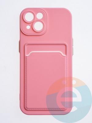Накладка силиконовая Winter с кардхолдером для Apple iPhone 15 розовая - фото 63129