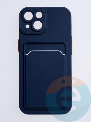 Накладка силиконовая Winter с кардхолдером для Apple iPhone 15 синяя - фото 63131