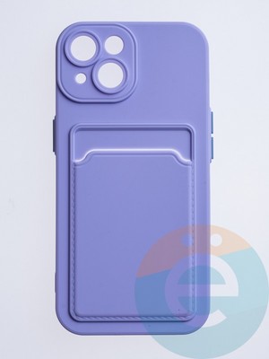 Накладка силиконовая Winter с кардхолдером для Apple iPhone 15 сиреневая - фото 63132