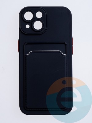 Накладка силиконовая Winter с кардхолдером для Apple iPhone 15 черная - фото 63134